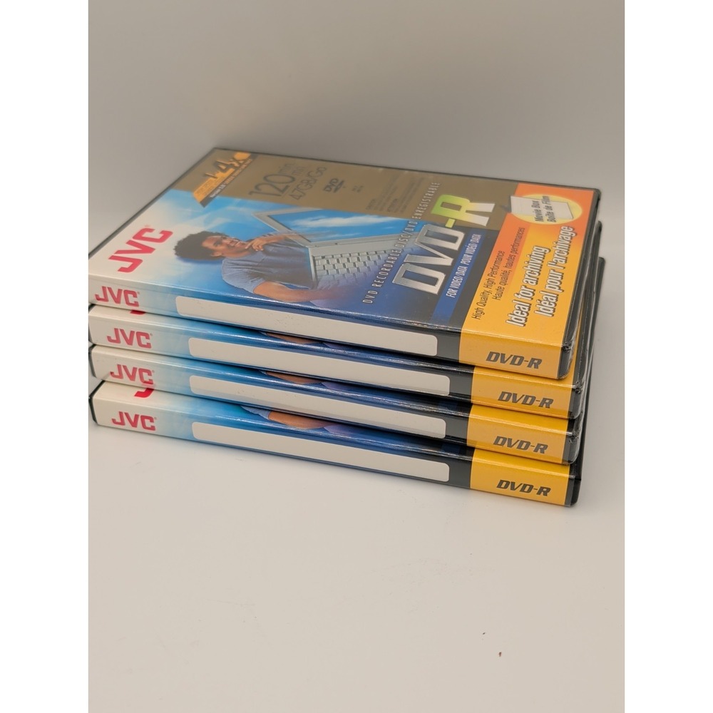 JVC DVD-R 4.7GB 120min 4x Recordable Discs Movie Box Lot of 4 Version 2.0